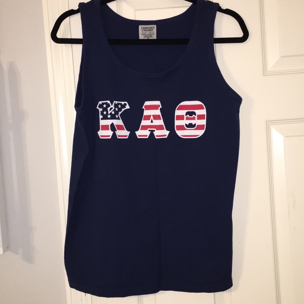 KAO - Kappa Alpha Theta - Navy Tank Top with Patriotic Letters